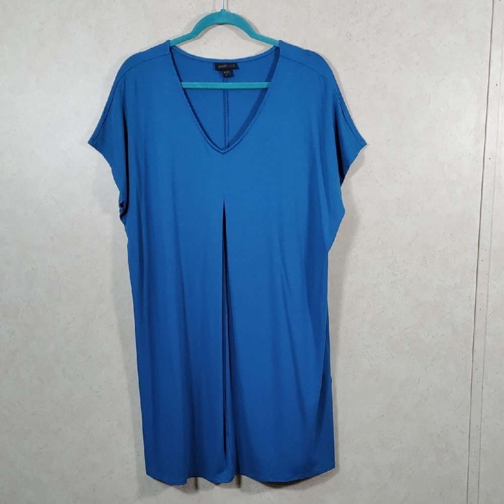 H189 J. Jill Wearever Collection turquoise center pleat knit dress PL